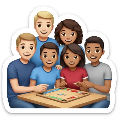 Four friends playing board game sticker