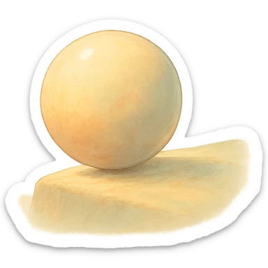 ghibli style ball balancing on a surface with soft colors sticker