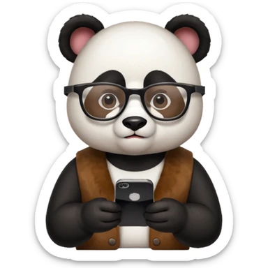 a panda who works as social media manager sticker