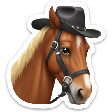 Chestnut horse with a cowboy hat on sticker