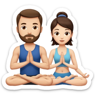 scottish man with stubble, brunette woman doing yoga sticker