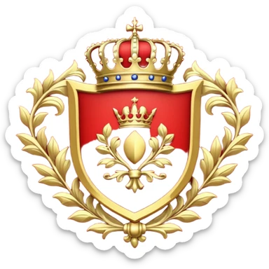 Royal crest (mainly red) sticker