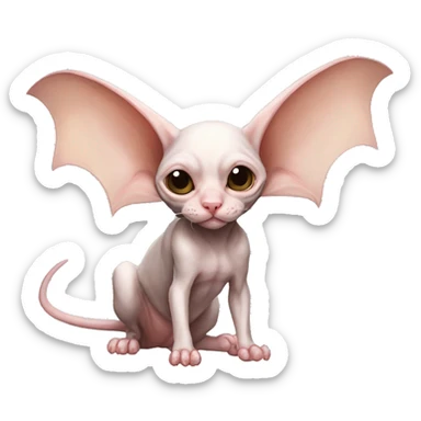 Cute Bat-Winged Sphynx-Rat-Mouse-Hybrid full body sticker