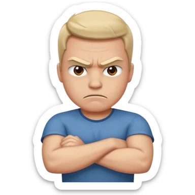 Angry face with arms crossed sticker