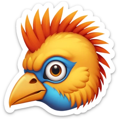 bird with piercings  and mohawk single vibrant colour  two eyes sticker