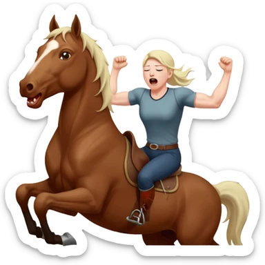 The horse bucks the person while the person screams in pain sticker