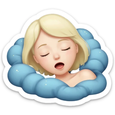 Emotion: sleepy, half-closed glowing eyes, tiny yawn, floating stars
 sticker