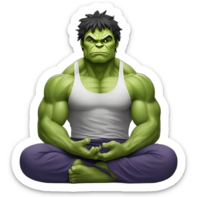 Hulk doing a meditation sticker