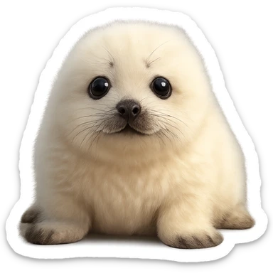 a cute baby seal with fluffy fur sticker