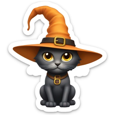 Cat with a witch hat and super strong legs sticker