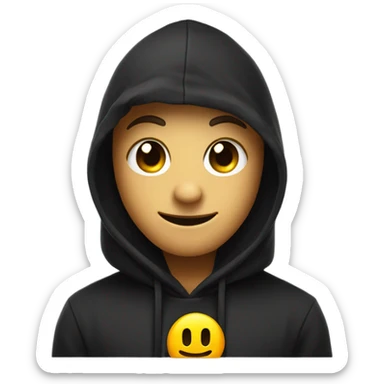 Smiley emoji with sigma face and a black hoodie  sticker