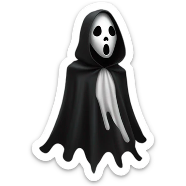 Ghost face maniac Black cloak, white mask film scream sticker