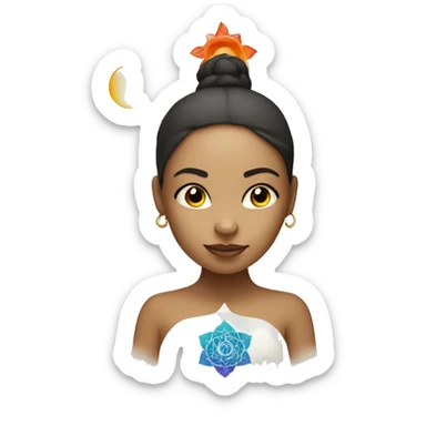 Light skin woman with 7 chakra symbols meditation  sticker