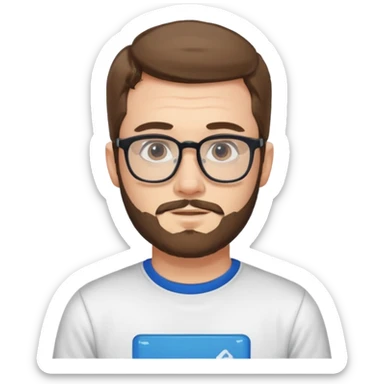 a bespectacled man who works for a tech company sticker