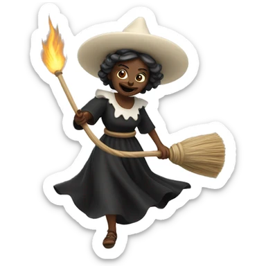 BRUJA BLANCA VOLANDO Y SENTADA EN SU ESCOBA sticker