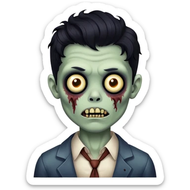 vintage zombie boy black wavy hair sticker