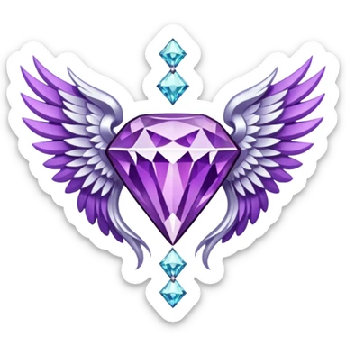 diamond emblem with white wings and purple diamond in the middle sticker