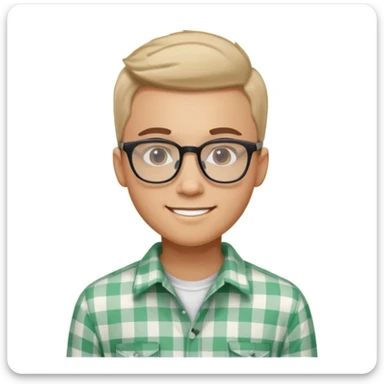 A confident young man in a checkered shirt and glasses poses indoors with a sharp, stylish look.


 sticker