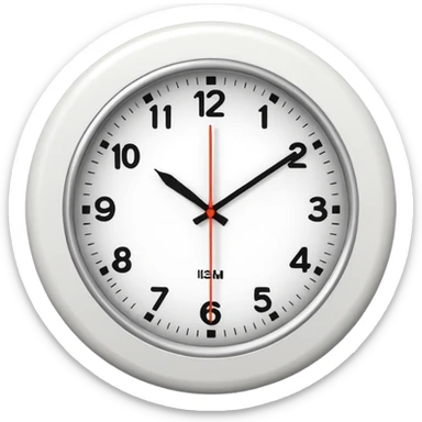 wall clock showing 8 am sticker