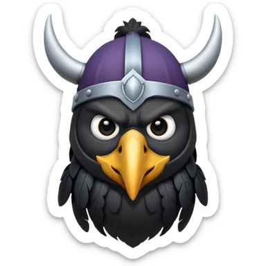 a cartoon Viking raven with horned cap sticker