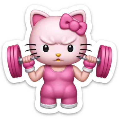 Hello kitty with muscles  sticker