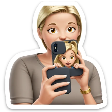 girl with phone on white sticker