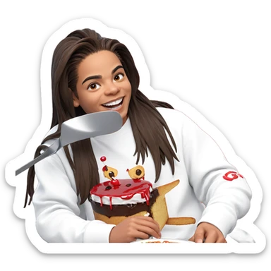 smiling boy with cake sticker