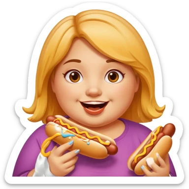 Chubby girl with hot dogs sticker