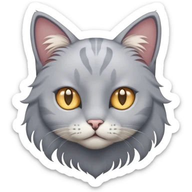 A cat with star eyes wearing a gray shirt sticker