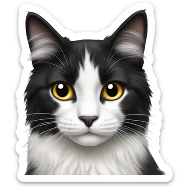 Black and white long haired cat sticker