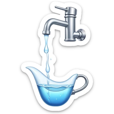 water is pouring from the faucet sticker