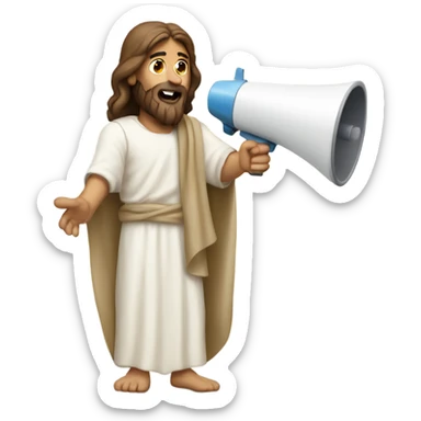 Jesus with a megaphone sticker