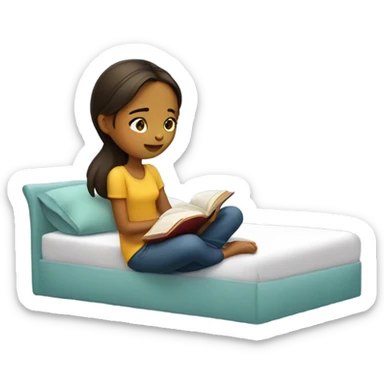 Girl reading on bed sticker