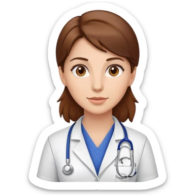 female vetranarian with brown hair and brown eyes sticker