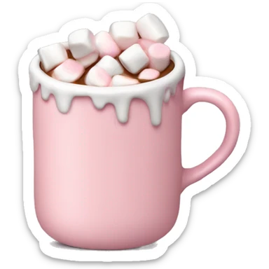 Light Pink mug of hot chocolate with marshmallows  sticker