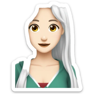 karakter anime perempuan berambut putih di kuncir dua elf sticker