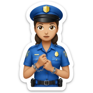 police woman with hand cuffs sticker