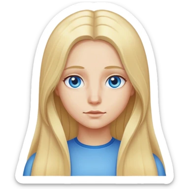 Long blonde hair middle part blue eyes sticker