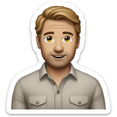 Memoji of Michael from the Office Wearing: Slightly rumpled casual shirt. Portrait sticker