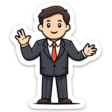 a TV man in a business suit, playful style sticker