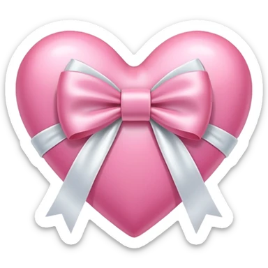 Pink heart with white bow  sticker