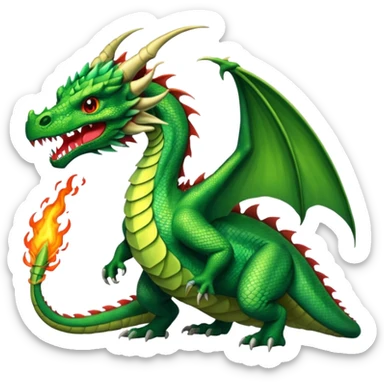 I need a character for an educational geography course in the style of a dragon that roars with fire green  sticker