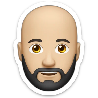 bald white man with a black beard typing on apple computer wearing a black hoodie sticker