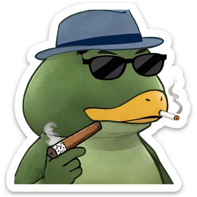 White Duck smoking cigar sticker