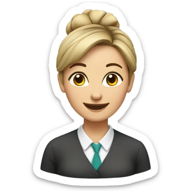 Happy female teacher with hair in a bun sticker