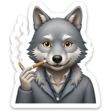 Loup qui fume un joint sticker