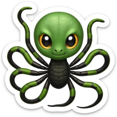 Baby spider standing separately and with a baby snake sticker