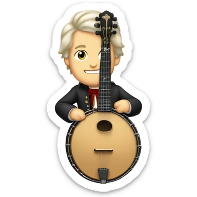 Wolfgang Mozart chibi standing young 5-string banjo sticker