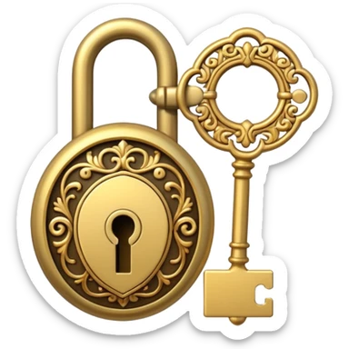 gold antique key The lock sticker