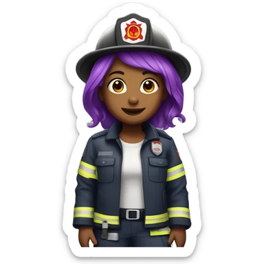 Girl with purple hair with firefighter outfit  sticker